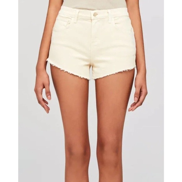 L'AGENCE Audrey Mid Rise Shorts Frayed Hem Women's Size 25 NWT Summer